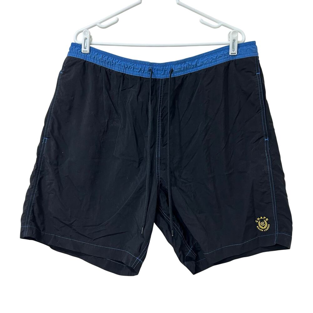Chaps Ralph Lauren Mens Sz XL Black & Blue Swim Trunks Beach Y2K Preppy Summer